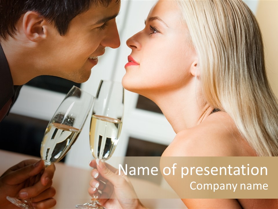 Flirt Woman Man PowerPoint Template