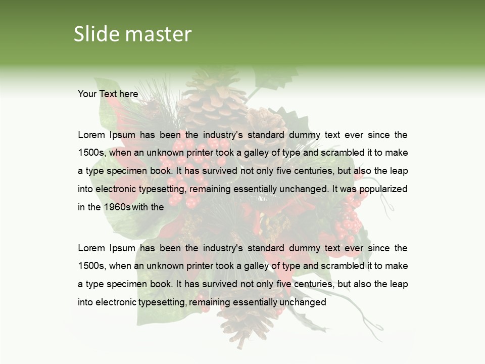 White Close Up Holly PowerPoint Template