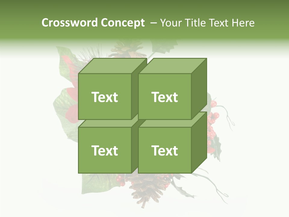 White Close Up Holly PowerPoint Template