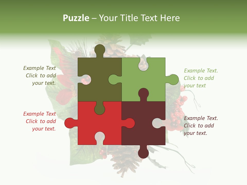 White Close Up Holly PowerPoint Template