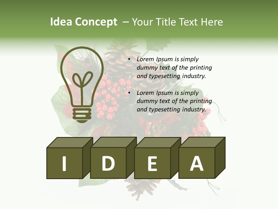 White Close Up Holly PowerPoint Template