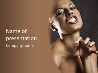 Female Glamour Head PowerPoint Template