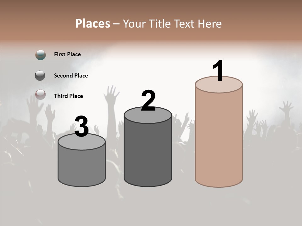 A Crowd Of People At A Concert With Their Hands In The Air PowerPoint Template