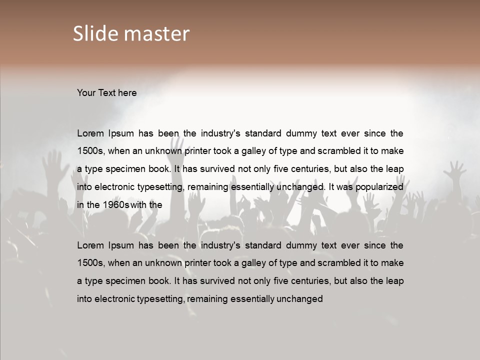 A Crowd Of People At A Concert With Their Hands In The Air PowerPoint Template