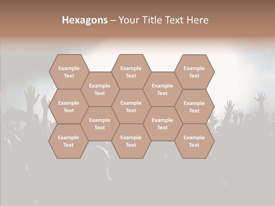 A Crowd Of People At A Concert With Their Hands In The Air PowerPoint Template