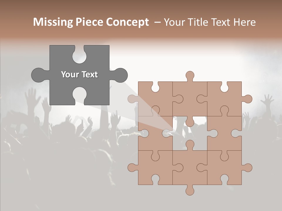 A Crowd Of People At A Concert With Their Hands In The Air PowerPoint Template