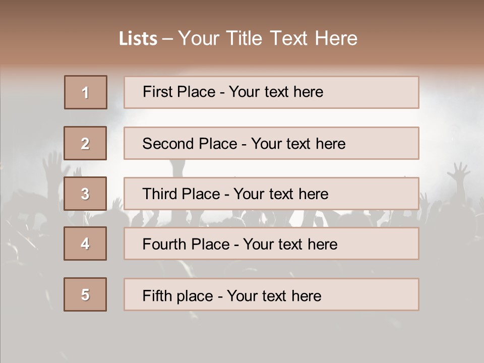 A Crowd Of People At A Concert With Their Hands In The Air PowerPoint Template