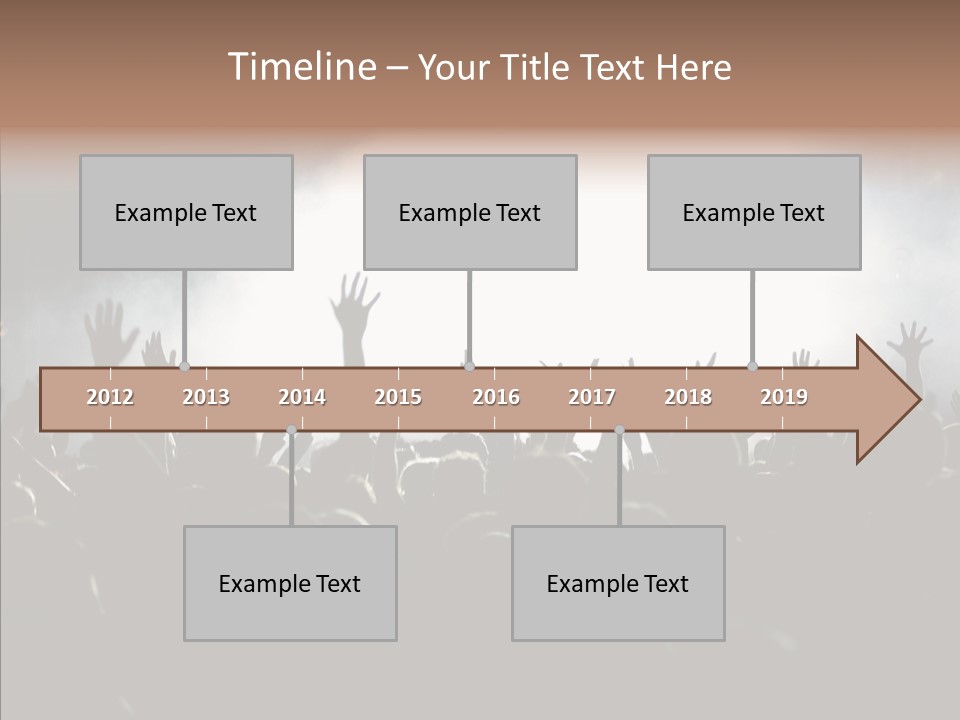 A Crowd Of People At A Concert With Their Hands In The Air PowerPoint Template