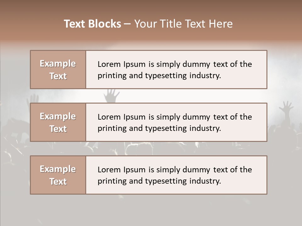 A Crowd Of People At A Concert With Their Hands In The Air PowerPoint Template