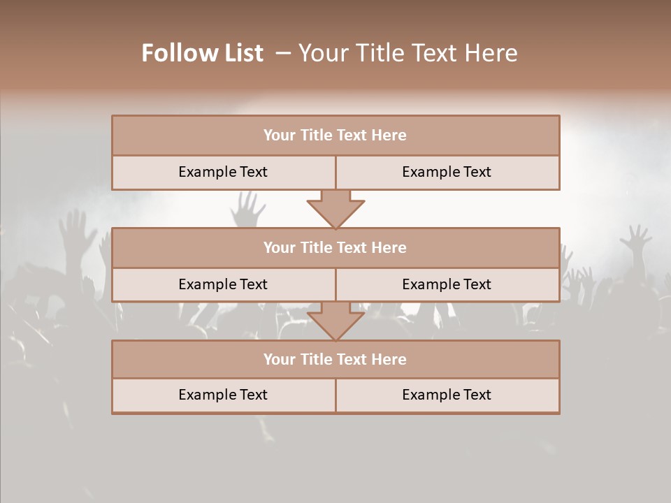 A Crowd Of People At A Concert With Their Hands In The Air PowerPoint Template
