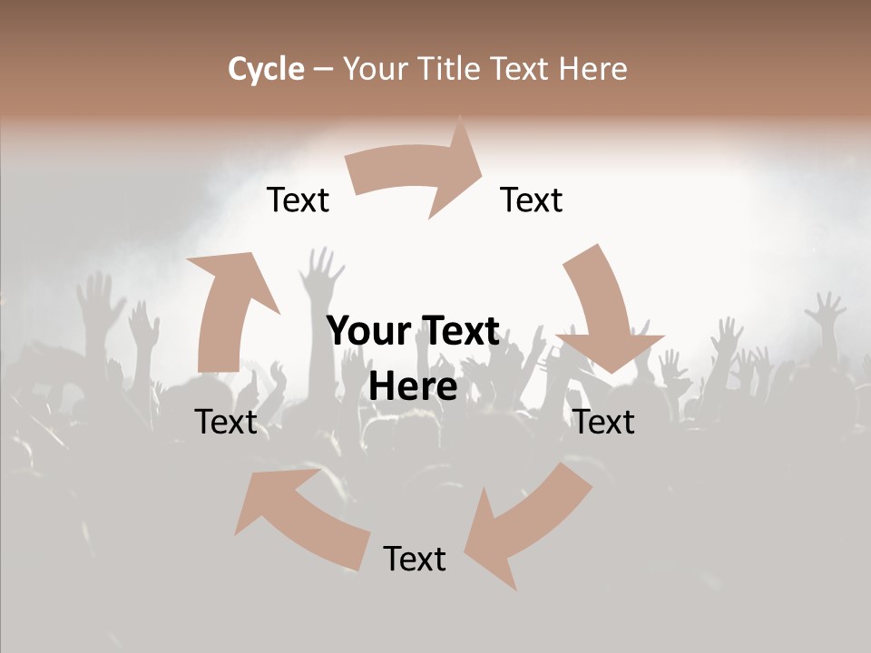 A Crowd Of People At A Concert With Their Hands In The Air PowerPoint Template