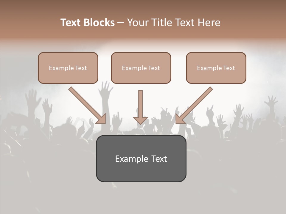 A Crowd Of People At A Concert With Their Hands In The Air PowerPoint Template