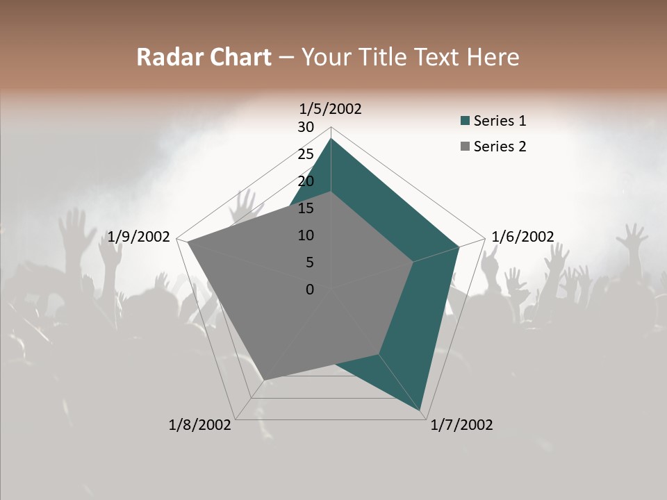 A Crowd Of People At A Concert With Their Hands In The Air PowerPoint Template