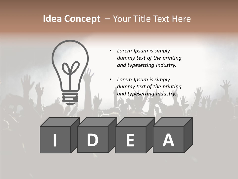 A Crowd Of People At A Concert With Their Hands In The Air PowerPoint Template