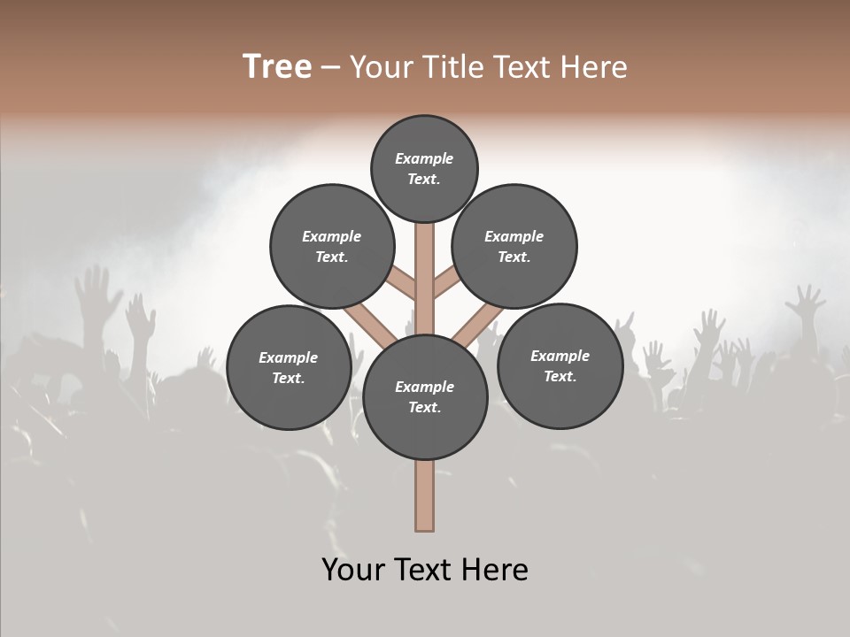 A Crowd Of People At A Concert With Their Hands In The Air PowerPoint Template
