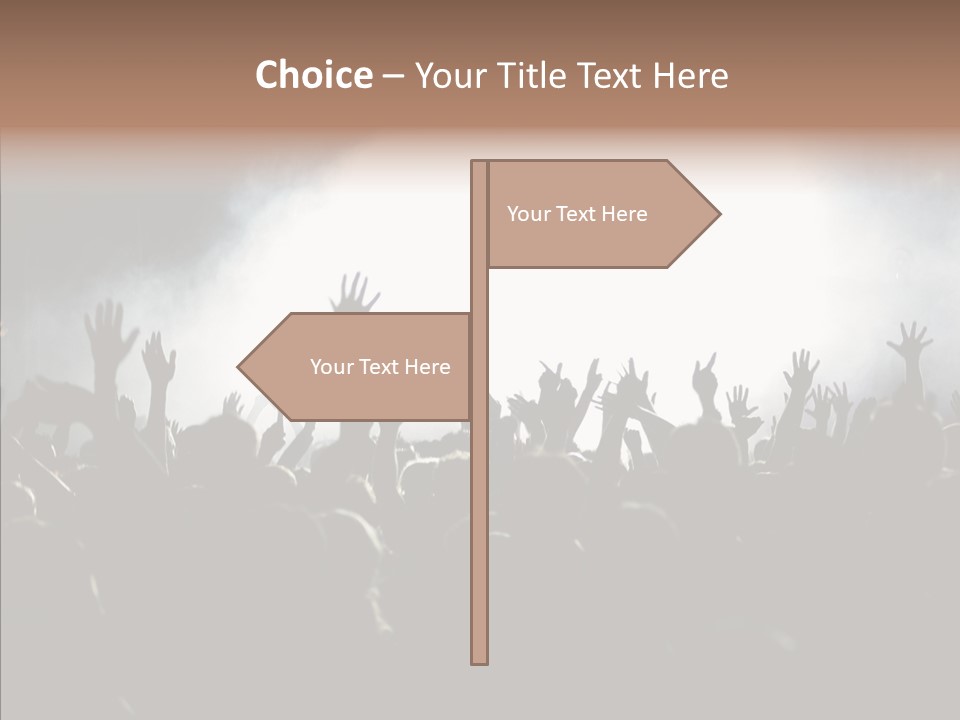 A Crowd Of People At A Concert With Their Hands In The Air PowerPoint Template