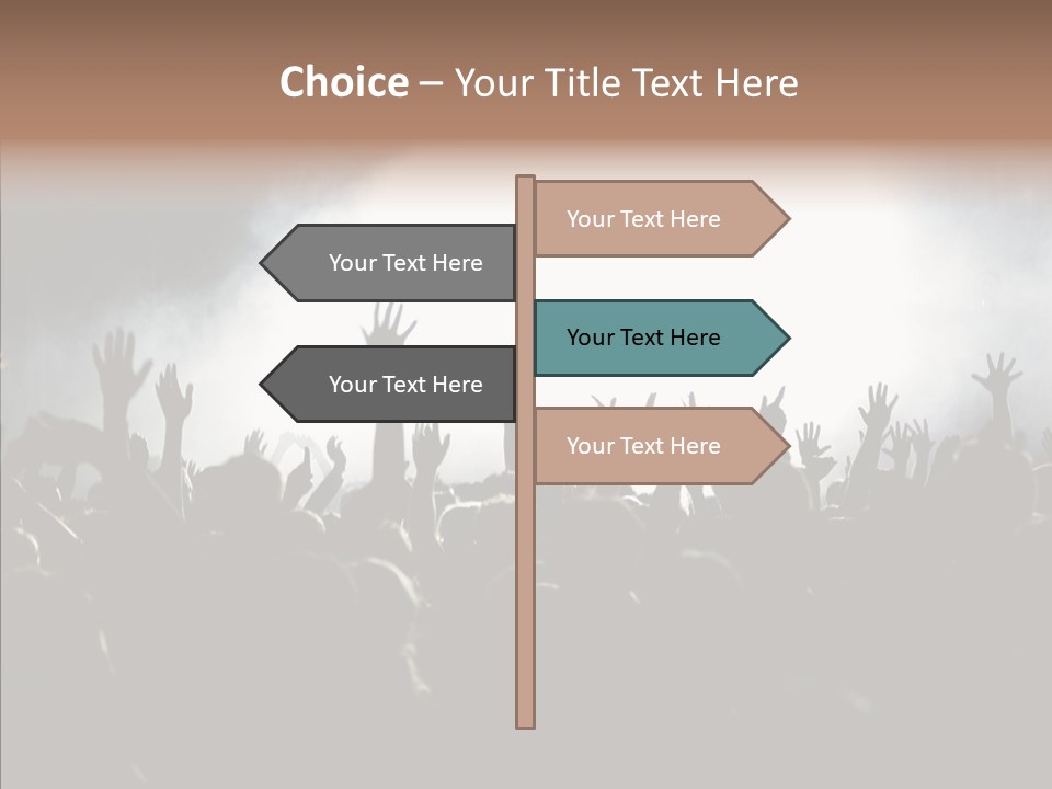 A Crowd Of People At A Concert With Their Hands In The Air PowerPoint Template
