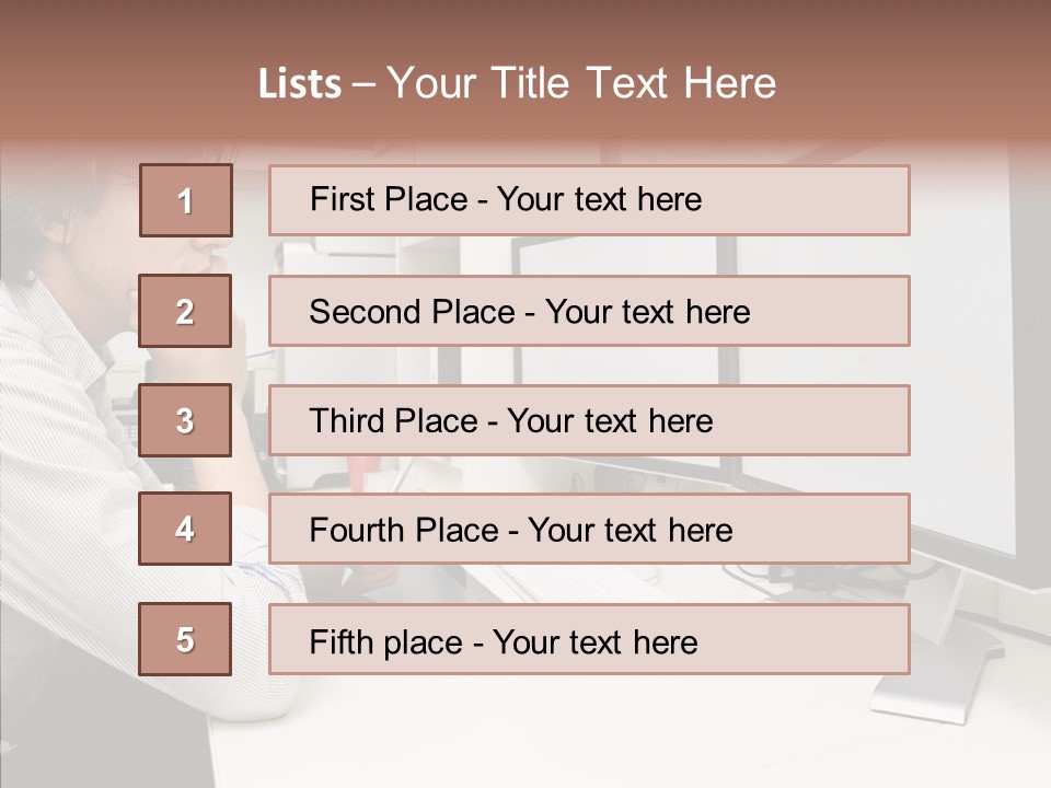 A Man Sitting At A Desk With A Computer PowerPoint Template