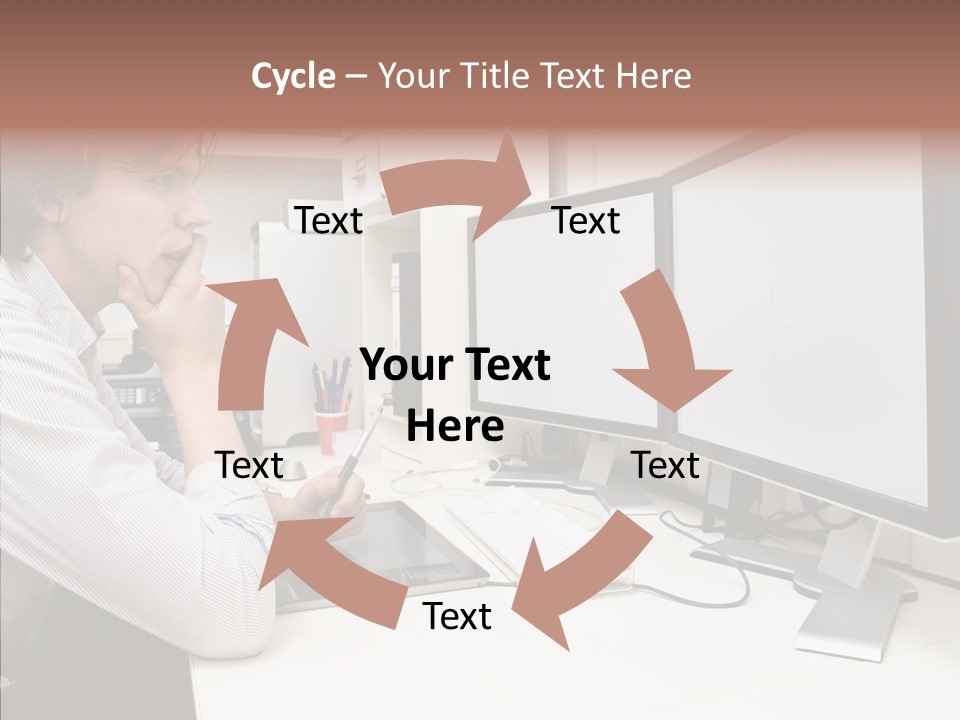 A Man Sitting At A Desk With A Computer PowerPoint Template