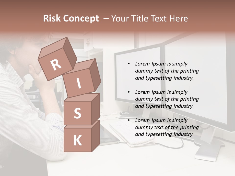A Man Sitting At A Desk With A Computer PowerPoint Template