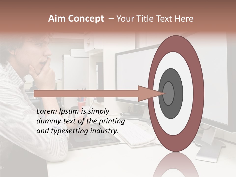 A Man Sitting At A Desk With A Computer PowerPoint Template