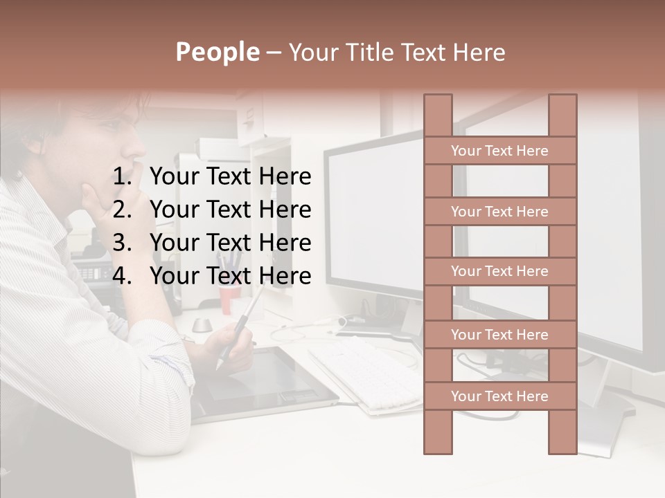 A Man Sitting At A Desk With A Computer PowerPoint Template
