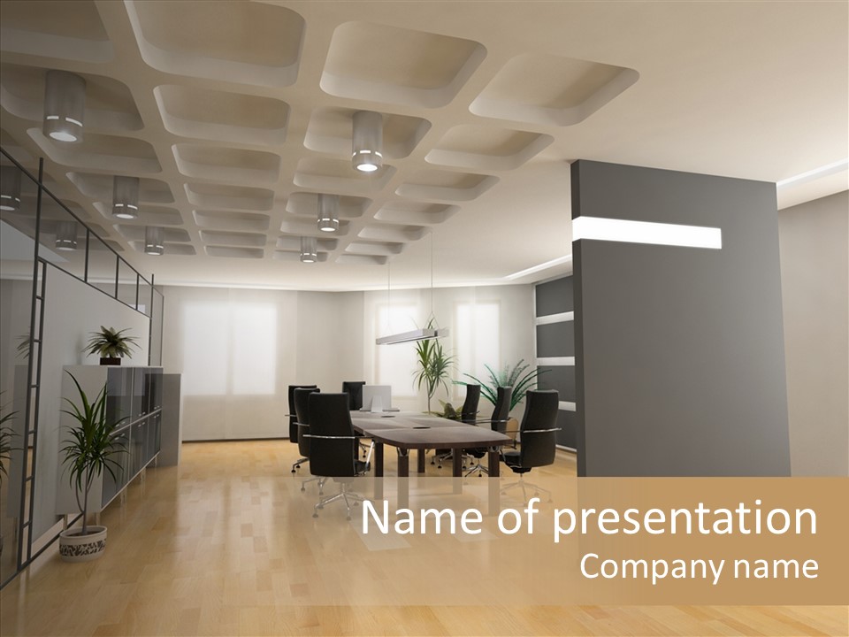 Desks Room Corporation PowerPoint Template