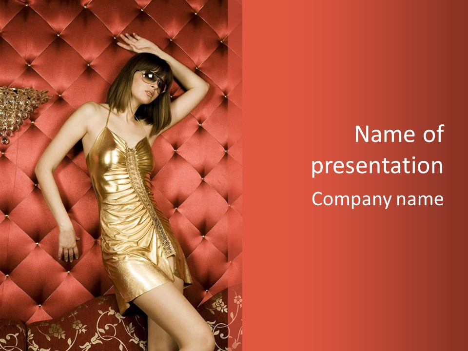 Model Long Gold PowerPoint Template