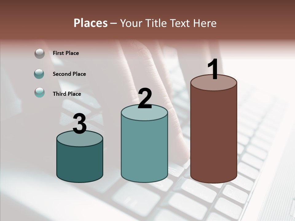 Laptop Fingers Closeup PowerPoint Template