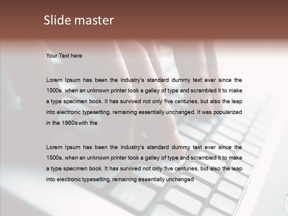 Laptop Fingers Closeup PowerPoint Template