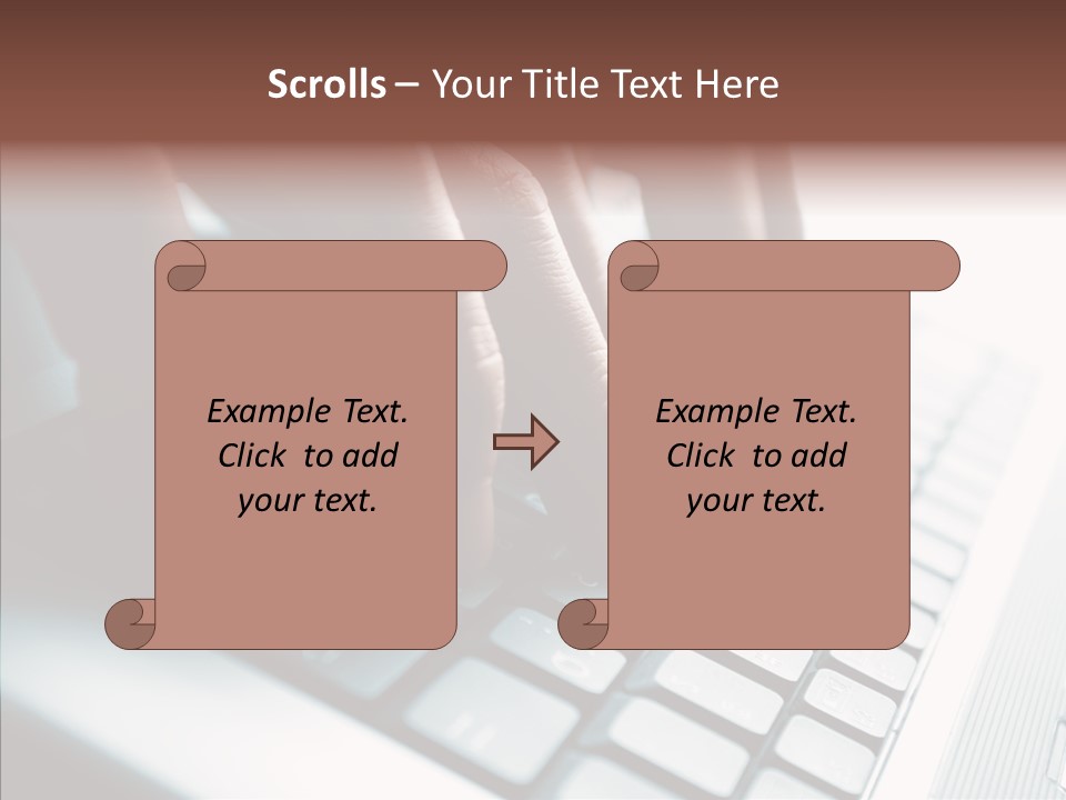 Laptop Fingers Closeup PowerPoint Template
