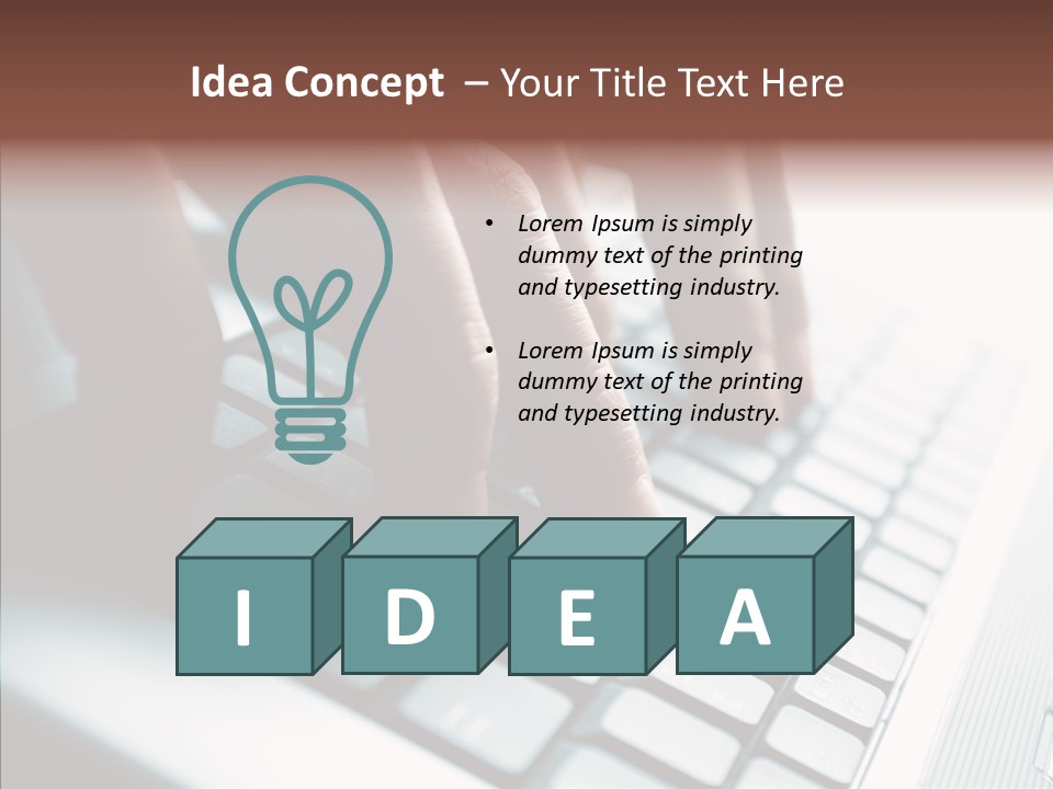 Laptop Fingers Closeup PowerPoint Template