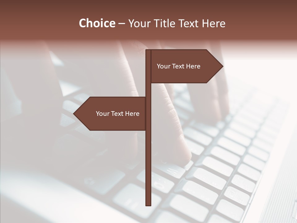 Laptop Fingers Closeup PowerPoint Template