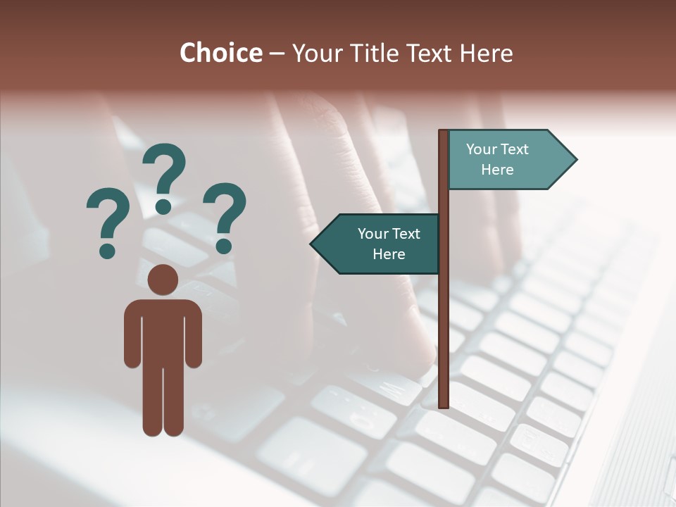 Laptop Fingers Closeup PowerPoint Template