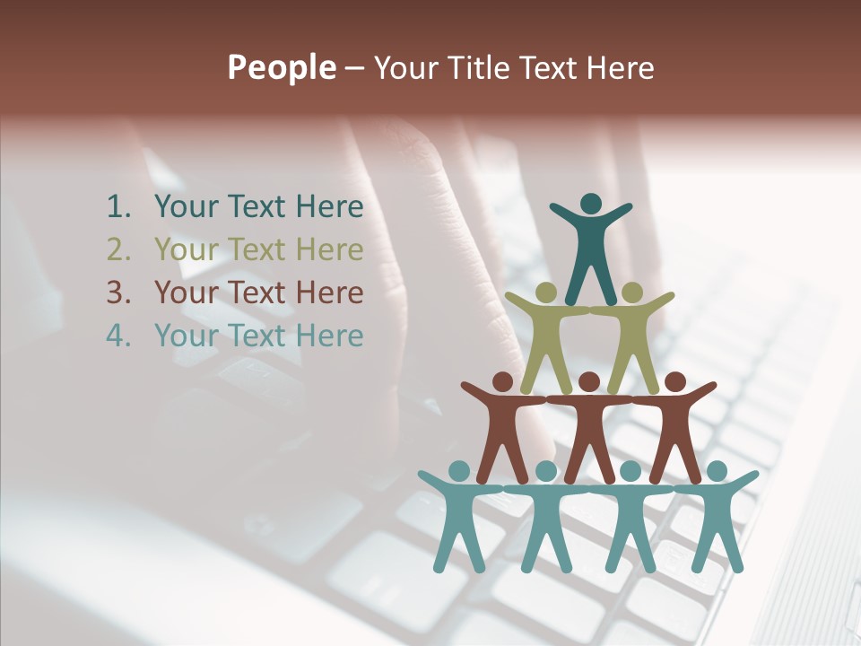 Laptop Fingers Closeup PowerPoint Template