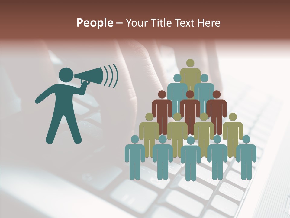 Laptop Fingers Closeup PowerPoint Template