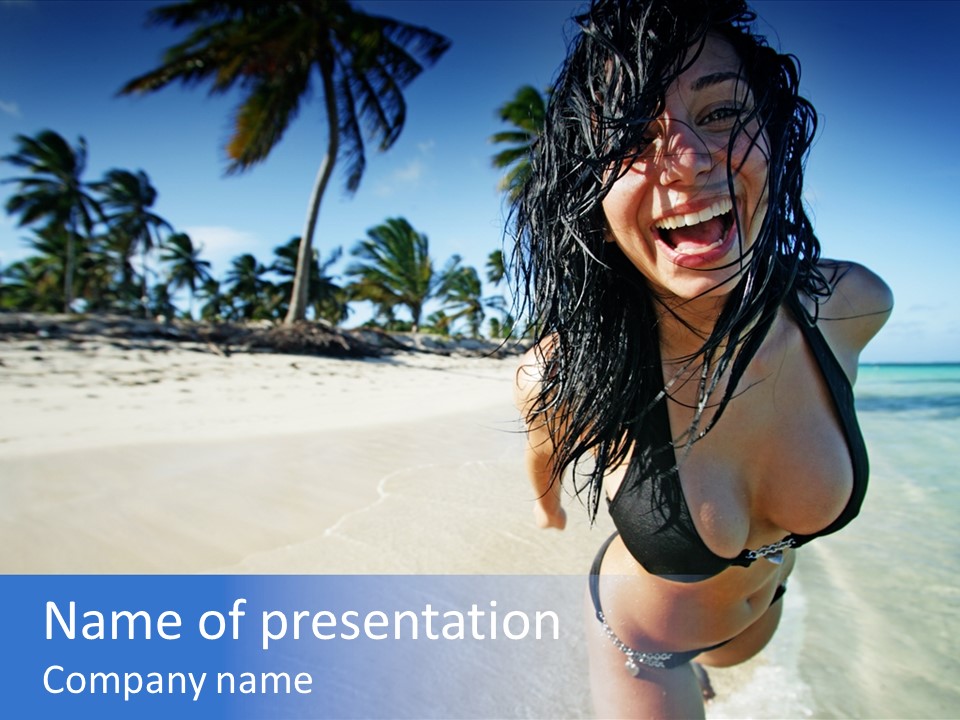 Breasts Tanned Woman PowerPoint Template