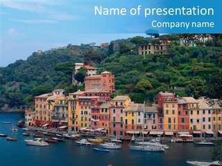 Houses Boats Jetty PowerPoint Template