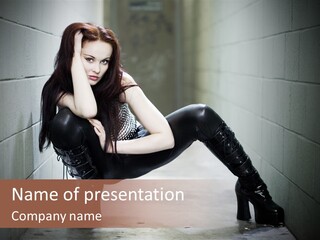 Vinyl Black Leather PowerPoint Template