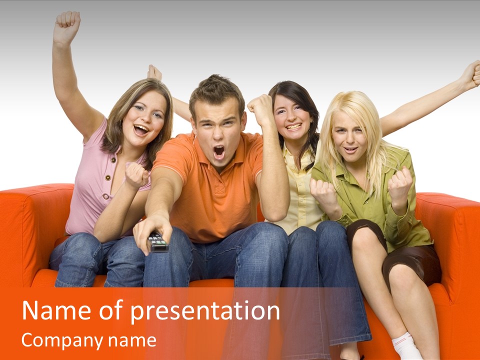 Viewers Happiness Laughing PowerPoint Template