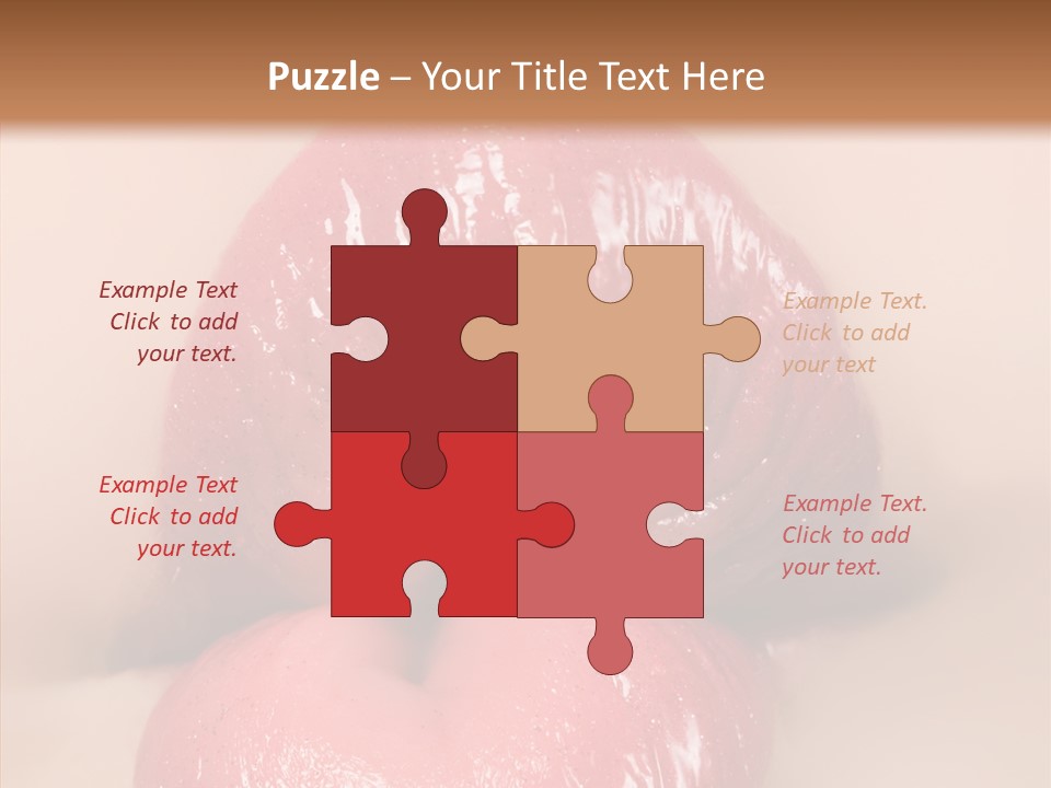 Puckering Femininity Caucasian PowerPoint Template