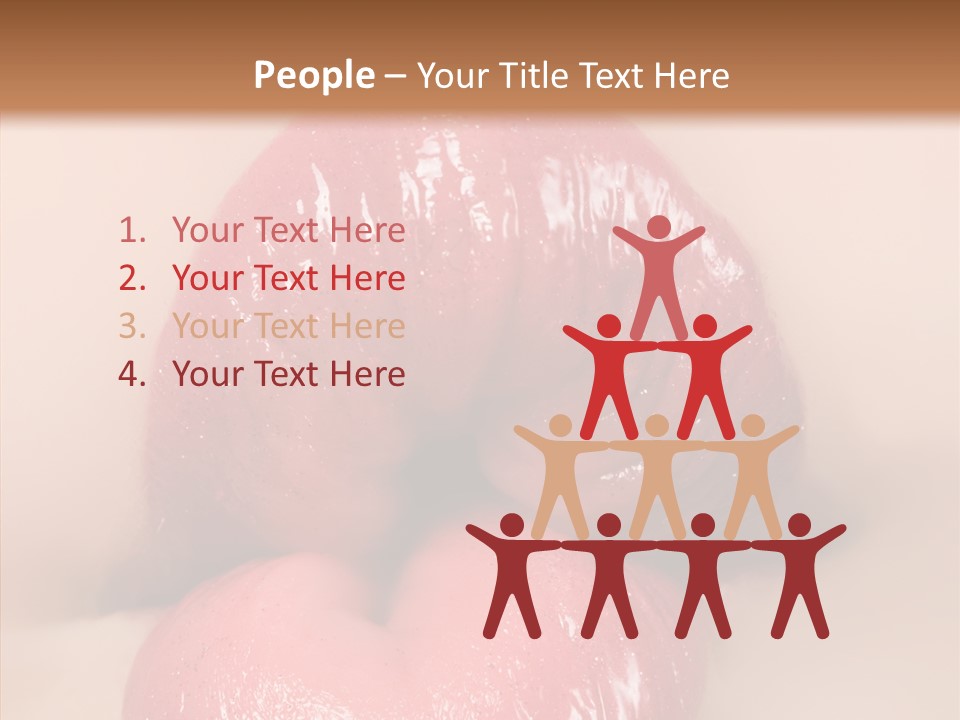 Puckering Femininity Caucasian PowerPoint Template