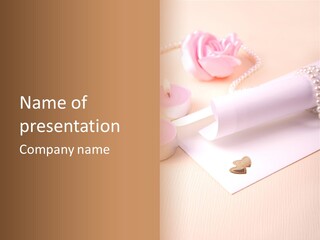 Gold Blossom Candle PowerPoint Template