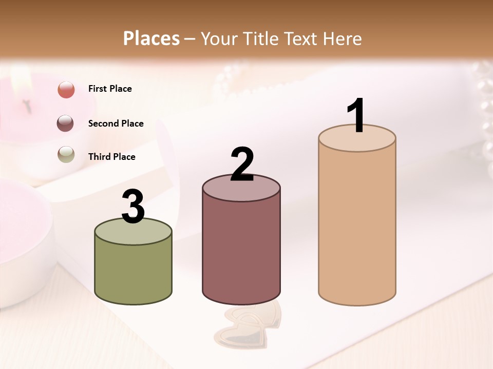 Gold Blossom Candle PowerPoint Template
