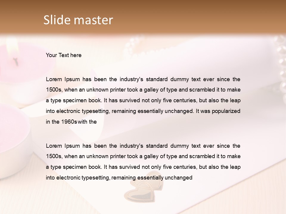 Gold Blossom Candle PowerPoint Template