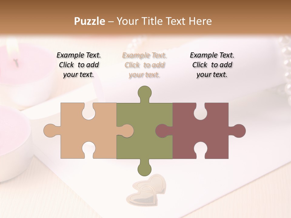 Gold Blossom Candle PowerPoint Template