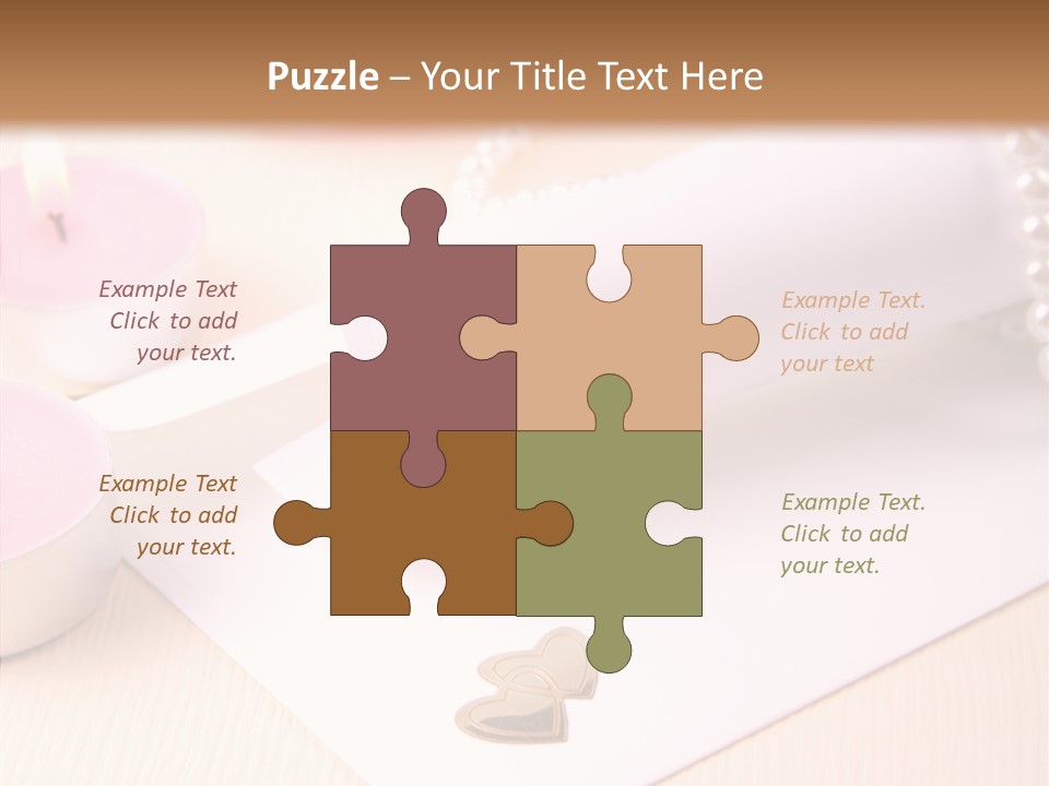 Gold Blossom Candle PowerPoint Template