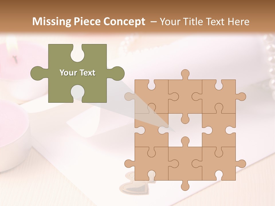 Gold Blossom Candle PowerPoint Template