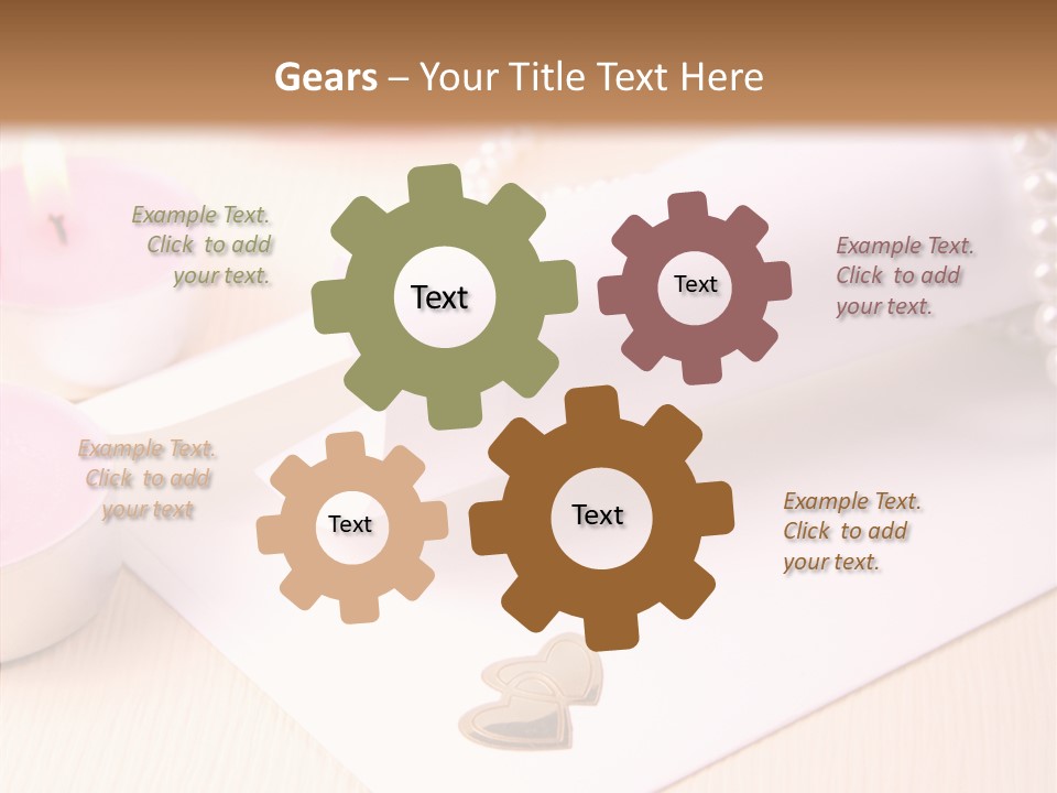 Gold Blossom Candle PowerPoint Template