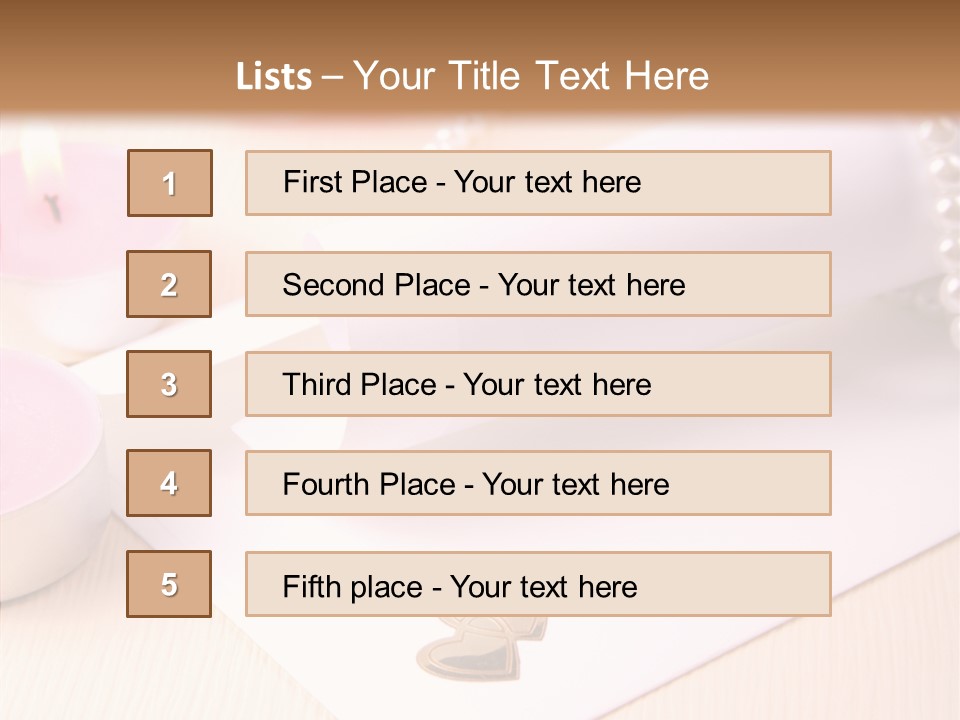 Gold Blossom Candle PowerPoint Template
